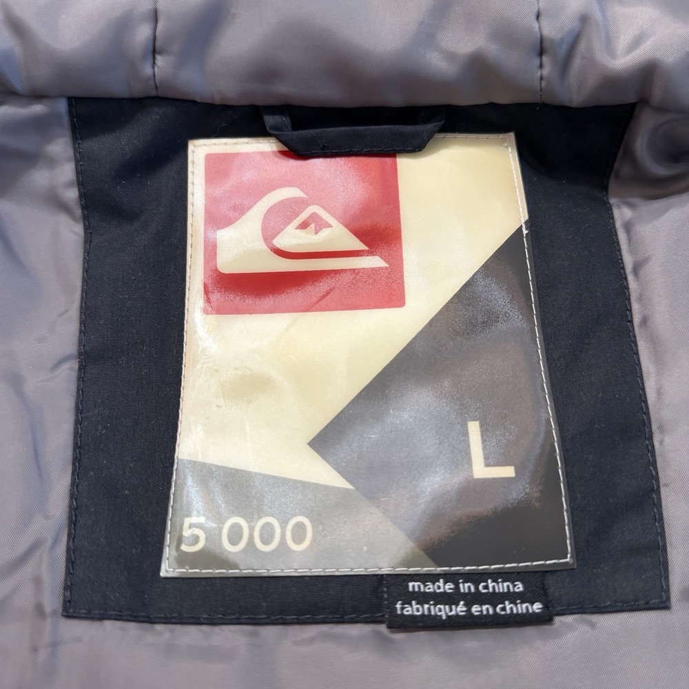 Quiksilver 5000 Snowboard Ski Jacket Mens Large Black Hooded Zip Coat Y2K - Picture 7 of 13